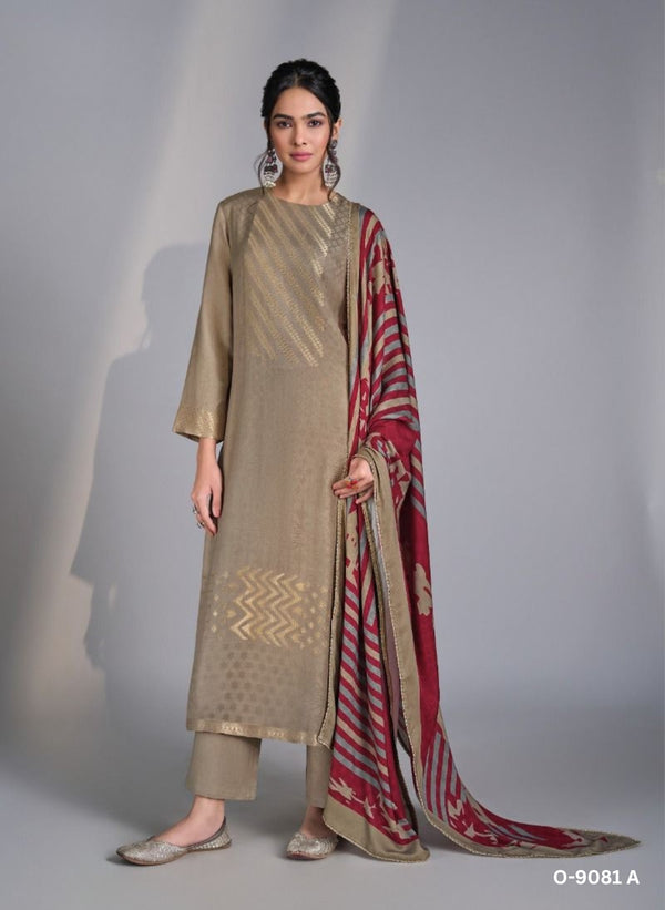 pure pashmina jacquard suit